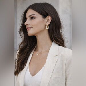 Modern Ivory Resin Gold U-Hoop Earrings – Minimal Chic Statement Jewelry